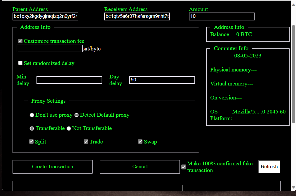 Crypto Fake Transaction Service